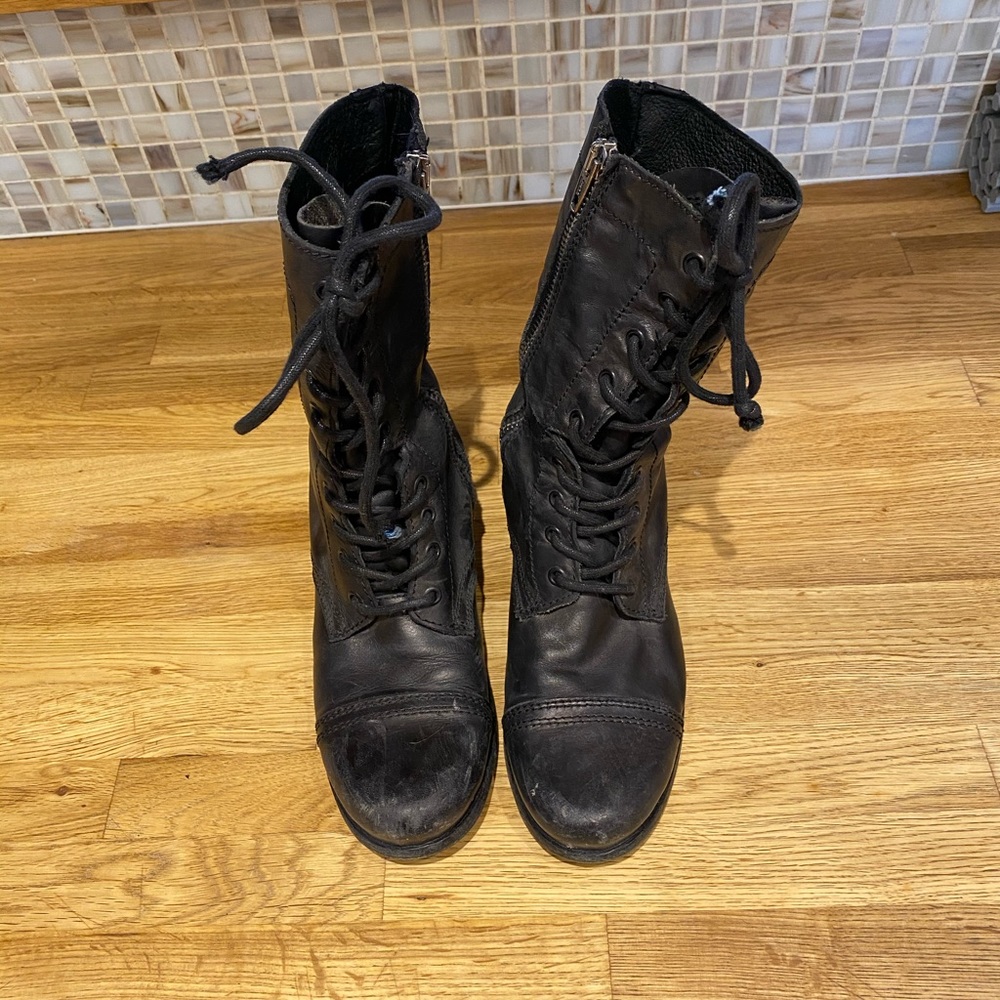 All Saints black lace up combat boots